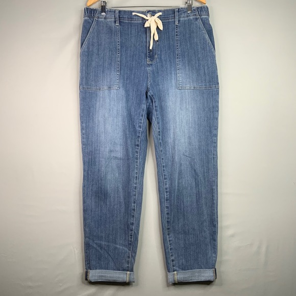 Judy Blue Women's Denim Joggers Size 15/32 Pull On Waistband Cuffed Blue Jeans - Picture 1 of 7